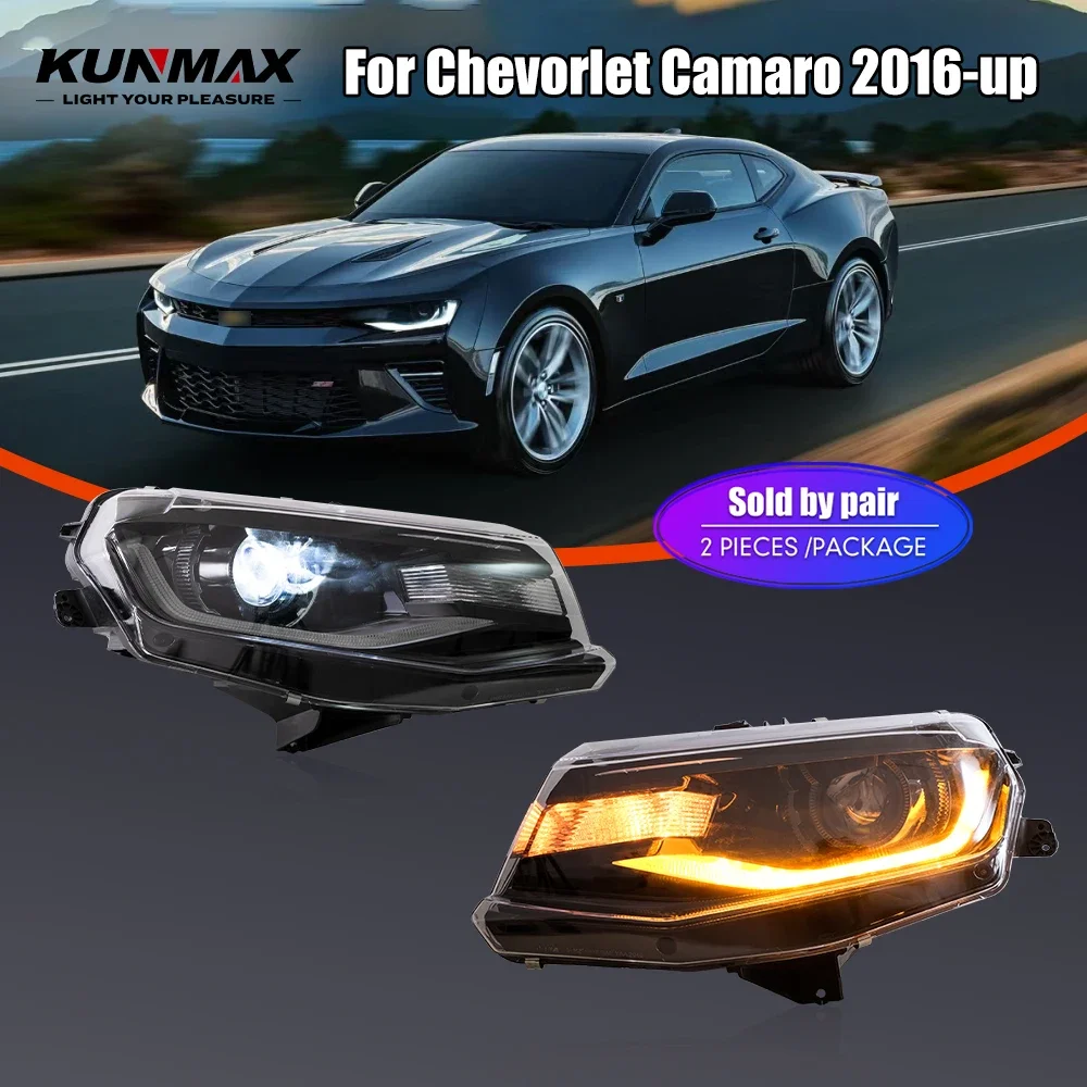 

Pair Of LED Car Headlight Assembly For Chevorlet Camaro 2016-2022 Front Head Lamp DRL Turning Signal Headlights Plug and Play