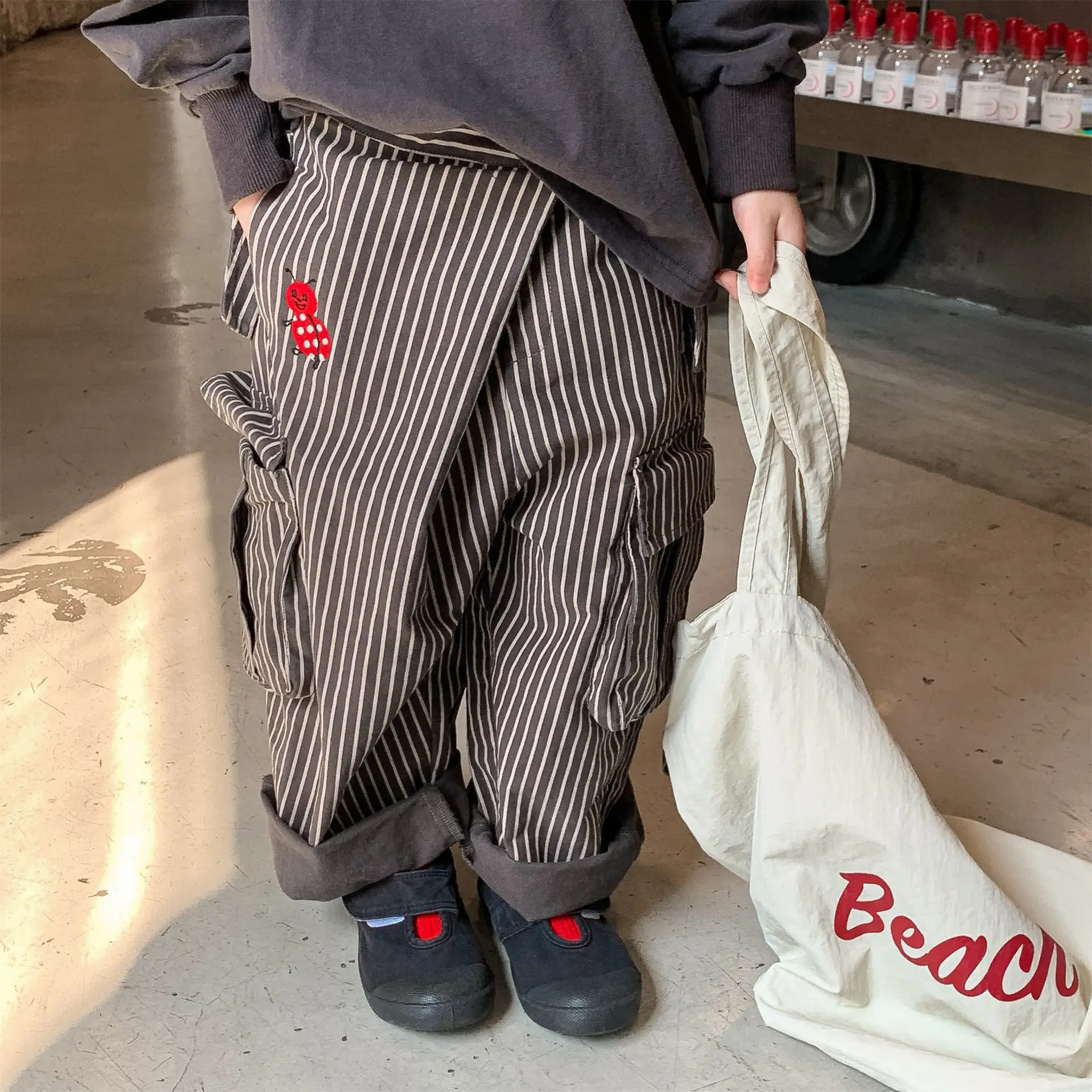 Children Pants 2025 Autumn New Children Clothing Korean Spring Autumn Washed Cotton Work Pants for Girls and Boys