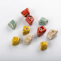 20# 5pcs Irregular Shape Colorful Porcelain Beads For Jewelry Making China DIY  China Ceramics Material