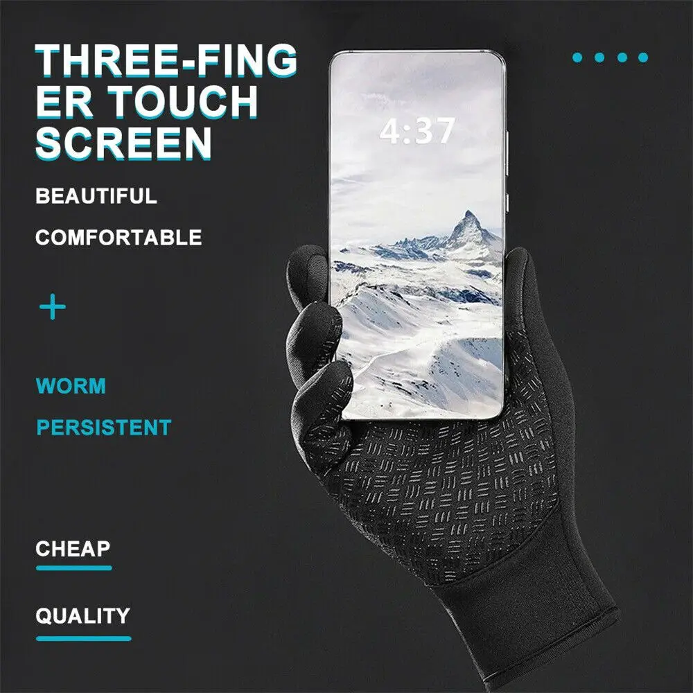 

Уличные теплые велосипедные перчатки, брызгозащищенные, нескользящие варежки с сенсорным экраном, спортивные ветрозащитные водонепроницаемые перчатки для катания на лыжах