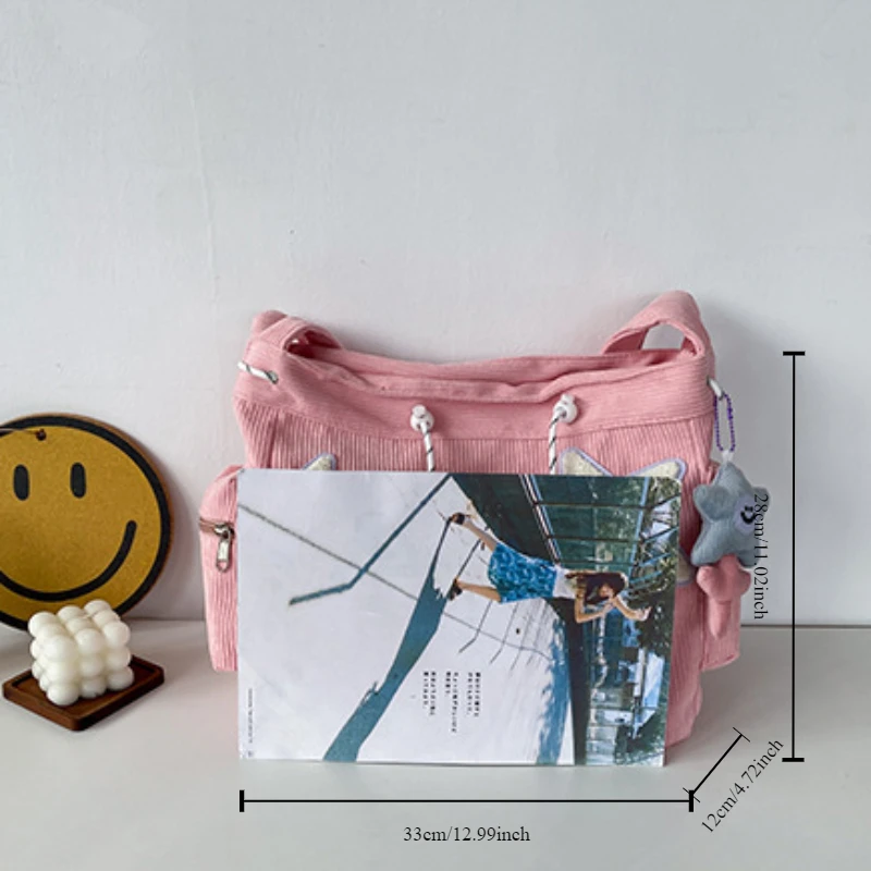 Women Fashion Corduroy Handbags for Women Large Capacity Cute Tote Shoulder Bags for Women Girls Travel School Bag