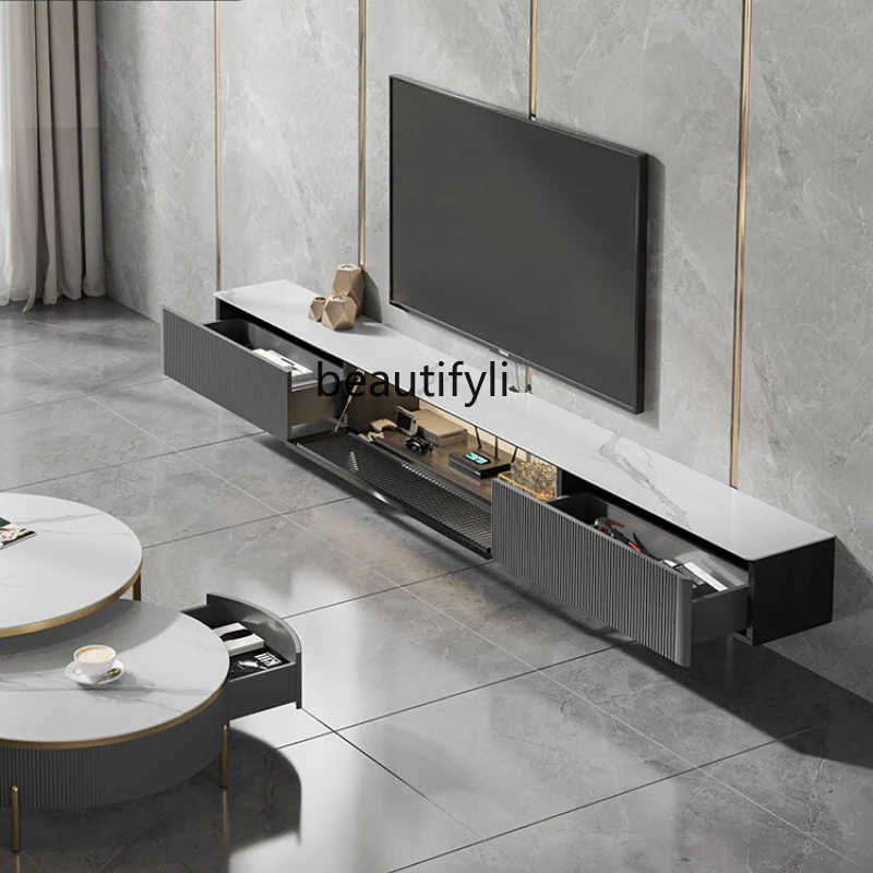 

TV Cabinet Wall-Mounted Narrow Modern Simple Suspended Modern Rock Slab Coffee Table Combination Wall Cabinet