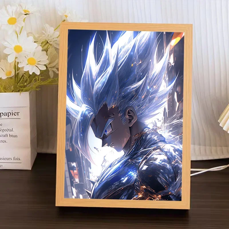 Anime Figure Dragon Ball Light Painting Photo Frame Goku Vegeta Led Night Light Birthday Bedroom Decor Original Gifts Moon Lamp