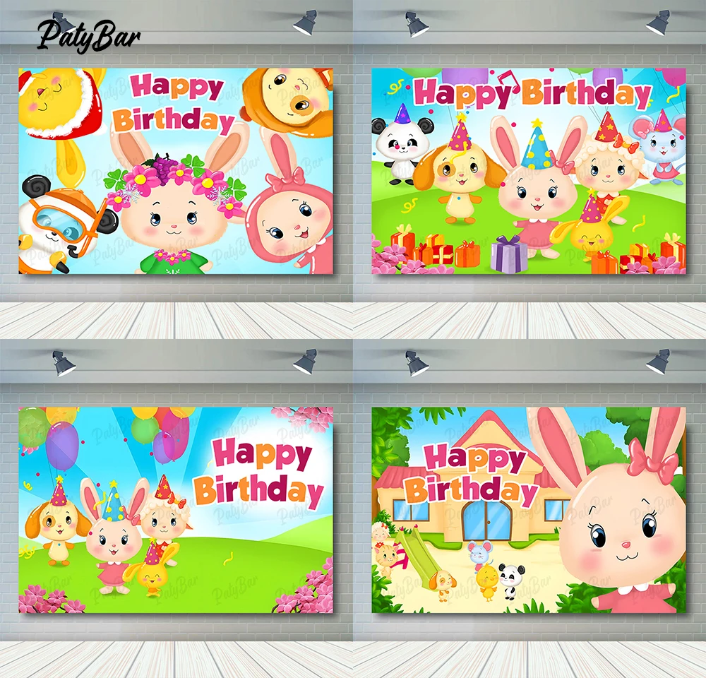 PatyBar Monde Des Titounis Backdrop Kids Birthday Baby Shower Background Cute Bunny Panda Vinyl Photo Photography Studio Props