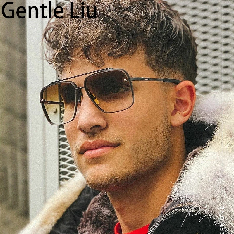 Oversized Square Rimless Sunglasses Men 2026 Luxury Brand Designer Vintage Frameless Sun Glasses for Male Retro Eyewear Shades
