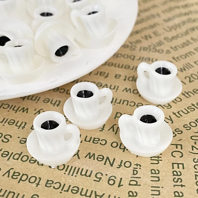 10pcs/Pack Mini Coffee Cup Resin Charms Simulation Tea Cups Dollhouse Decor Accessory DIY Earring Bracelet Pendant Jewelry Make