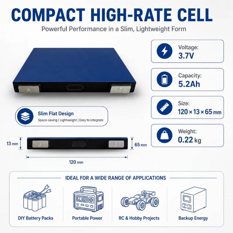5200mah 3.7V Ternary High Rate Battery Cell  Instant 70c Continuous 30c Strong Start Power Supply Power Battery Pack