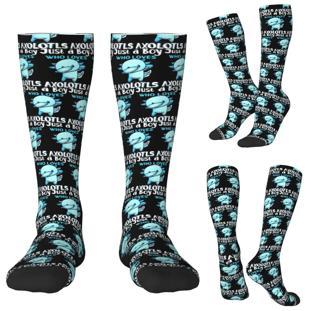 

Just A Boy Who Loves Axolotls Socks Harajuku Stockings All Season Long Socks Accessories for Man Woman Christmas Gifts