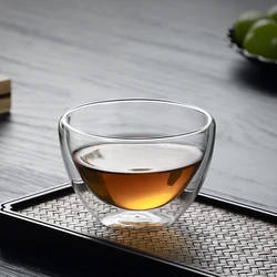 Teacup Small Clear Transparent Double-walled Double Wall Walled High Borosilicate Glass Espresso Hot Kung Fu Kungfu Tea Cup Mug