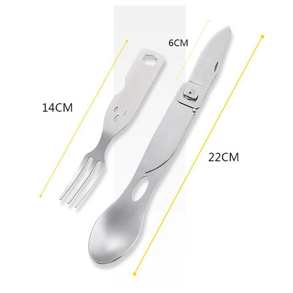 

3 in Camping Portable Tableware Set Serving Utensils Multi-function for Knife and Fork Cutlery