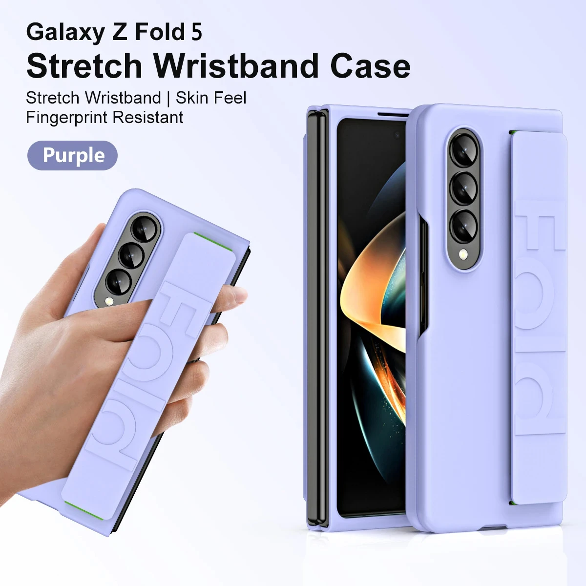 Matte Silky Hard Plastic Grip Case Strap For Samsung Galaxy Z Fold 5 3 4 2 Wristband Elastic Armor Cover For Z Fold5 Fold4 Fold3