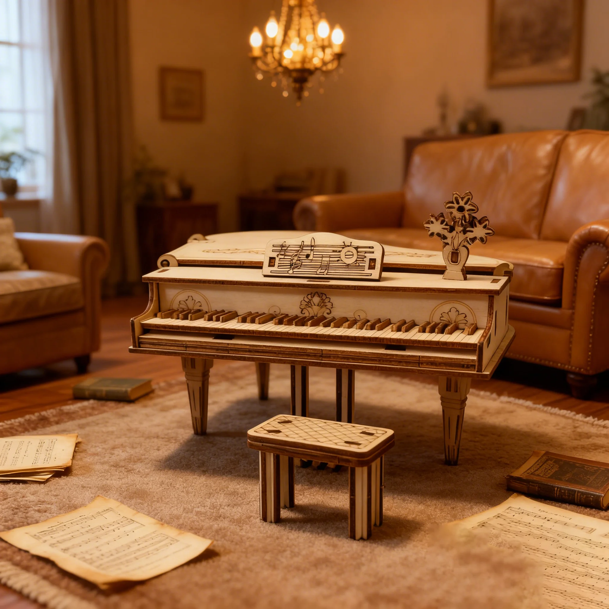 3D Wooden Puzzle Piano, DIY Wooden Model, Perfect as a Birthday, Halloween, Easter, Christmas, or New Year's Gift