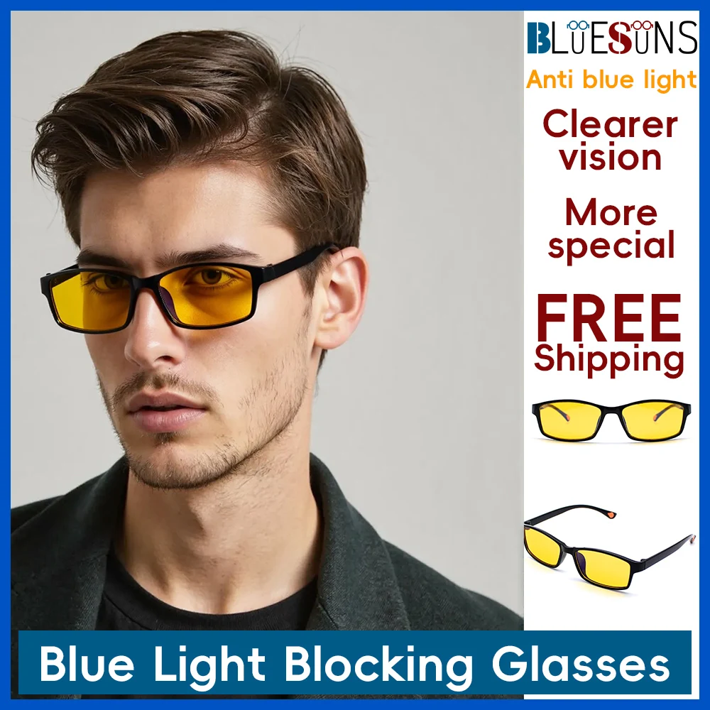 

Classic Square Frame Blue Light Blocking Glasses with Yellow Lenses for Enhanced Clarity And Eye Protection