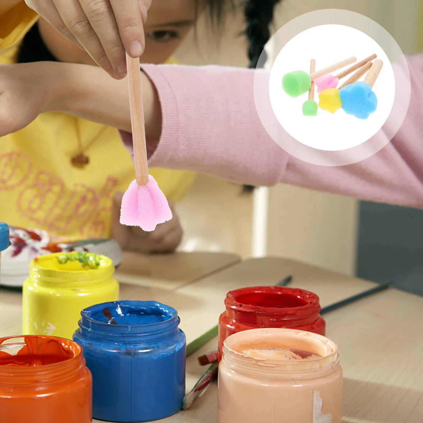 

20Pcs Portable Sponge Paint Brushes Compact Lightweight for Children Graffiti Doodling School Art Courses Birthday Party Crafts