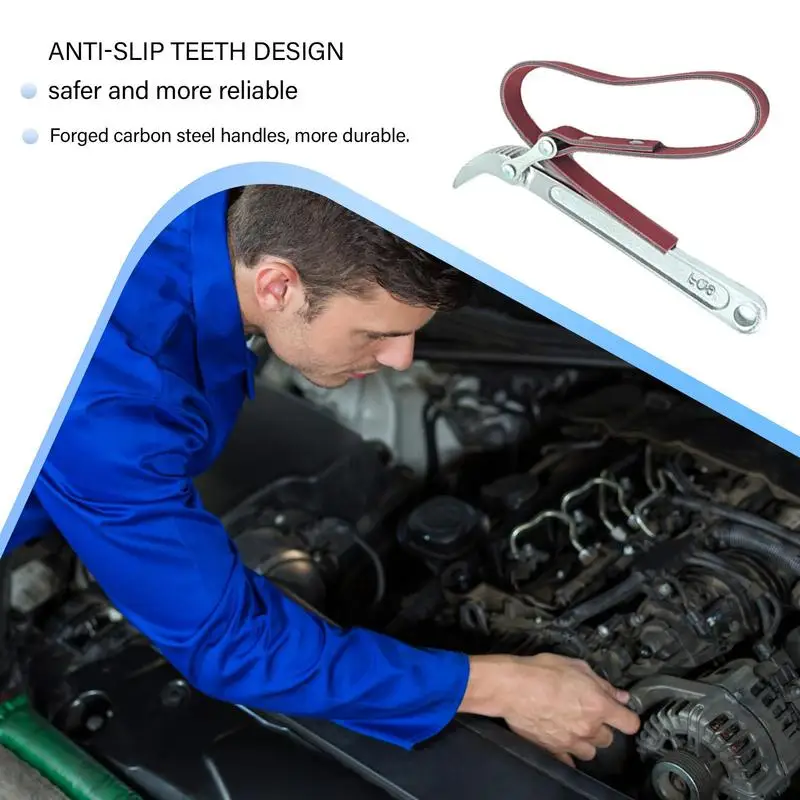 

Strap Oil Filter Wrench Spanner Wrench Disassembly Tool Adjustable Wrench Pipe Wrench Oil System Tools With Rubber Belt Oil