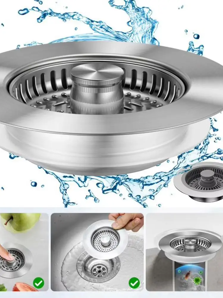 Aanrecht Afvoer Zeef, Rvs Pop Up Gootsteen Stopper, Anti-Verstopping Gootsteenzeefje Plug, Aanrecht Accessoires - afbeelding 2