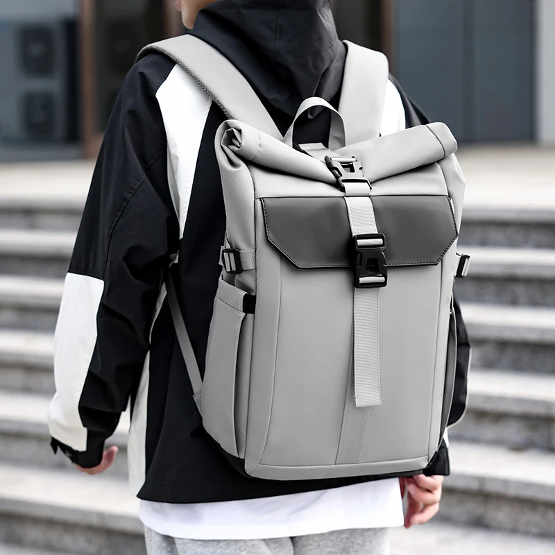 

Men Laptop Backpack Multifunctional Travel Business School Book Backpack Waterproof Oxford Roll-up Travel Bag Casual Schoolbags