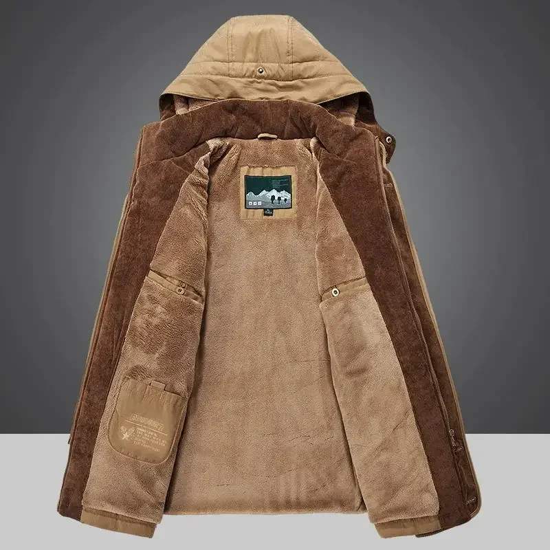 Parka com capuz de comprimento médio masculino, casacos com zíper, corta-vento quente, jaqueta masculina, engrossar, menos 40 graus, novo, inverno