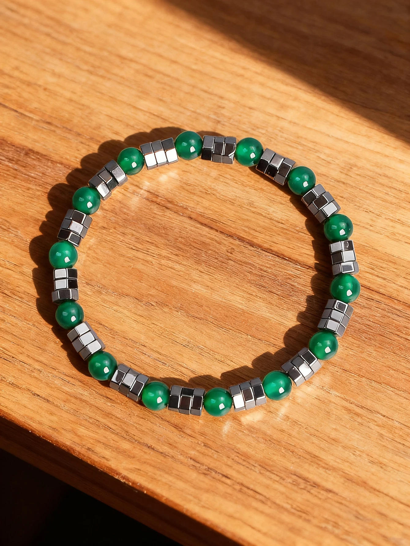 Natural Stone Bracelet Hematite & Agate Irregular Beads for Vigour & Balance Protection Strength Unisex Healing Crystal Jewelry