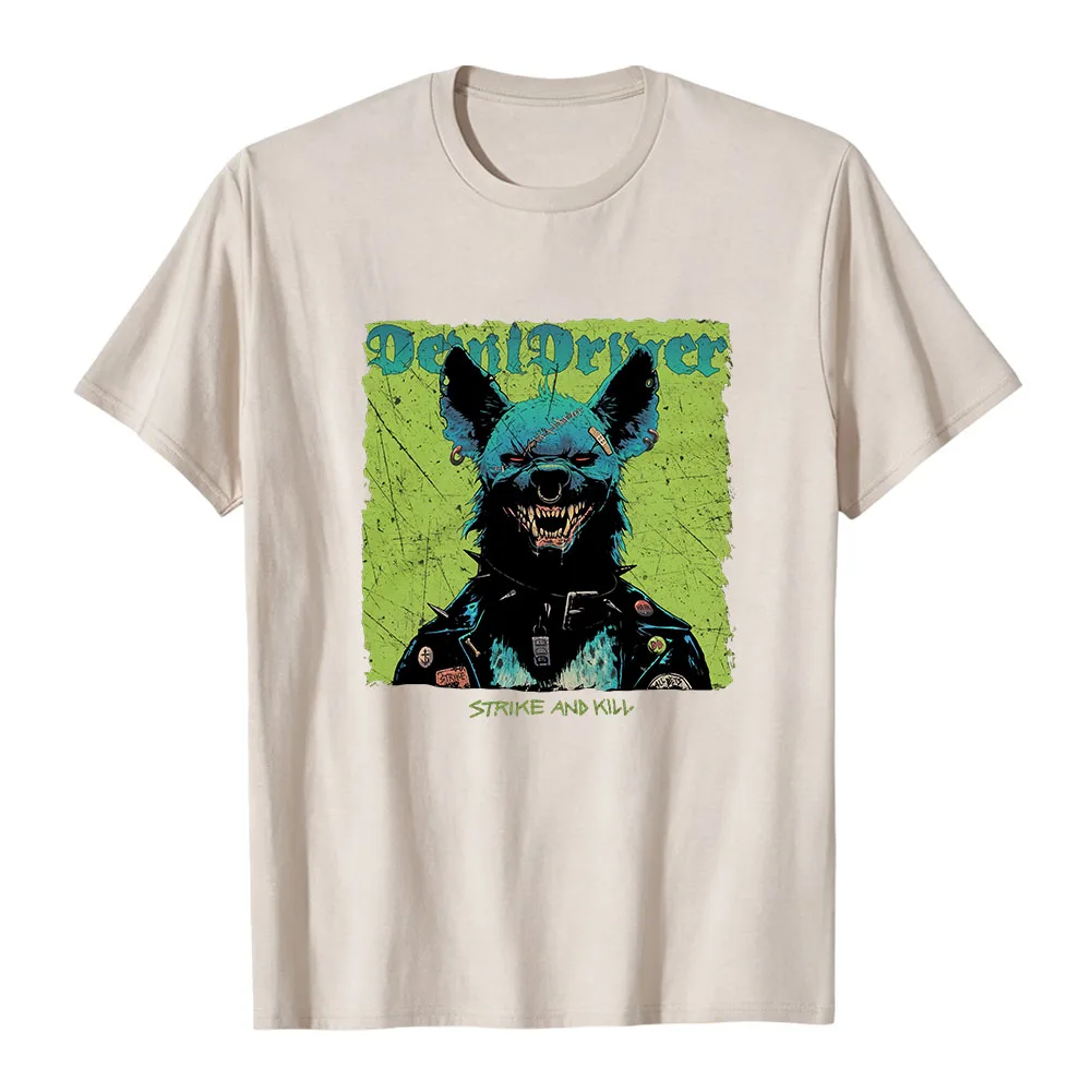 DevilDriver Strike and Kill T-shirt Vintage Hyena Print Short Sleeve Crew Neck Tee Retro Metal Music Casual Tops Men Women Shirt