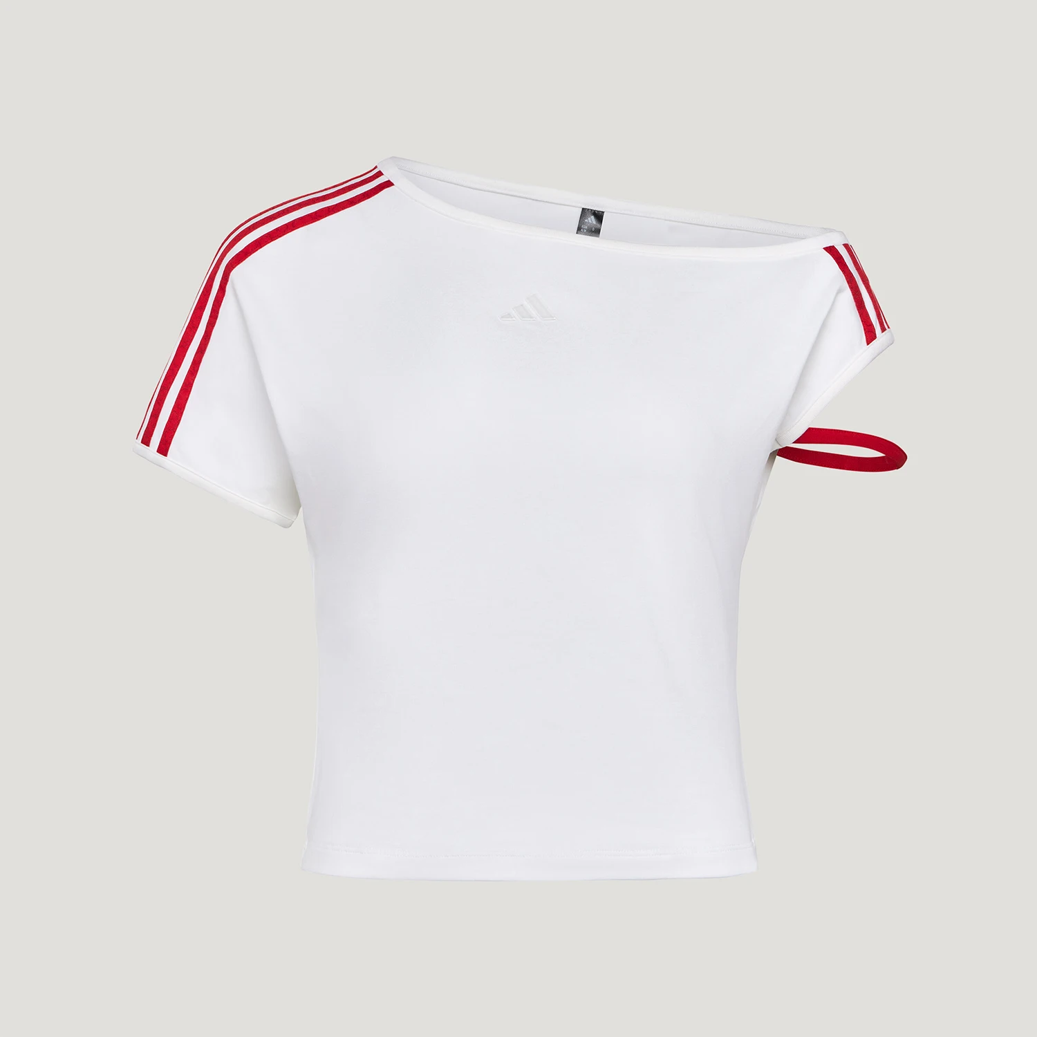 Adidas genuine women's lace off shoulder slim knit casual short sleeved T-shirt KZ4233