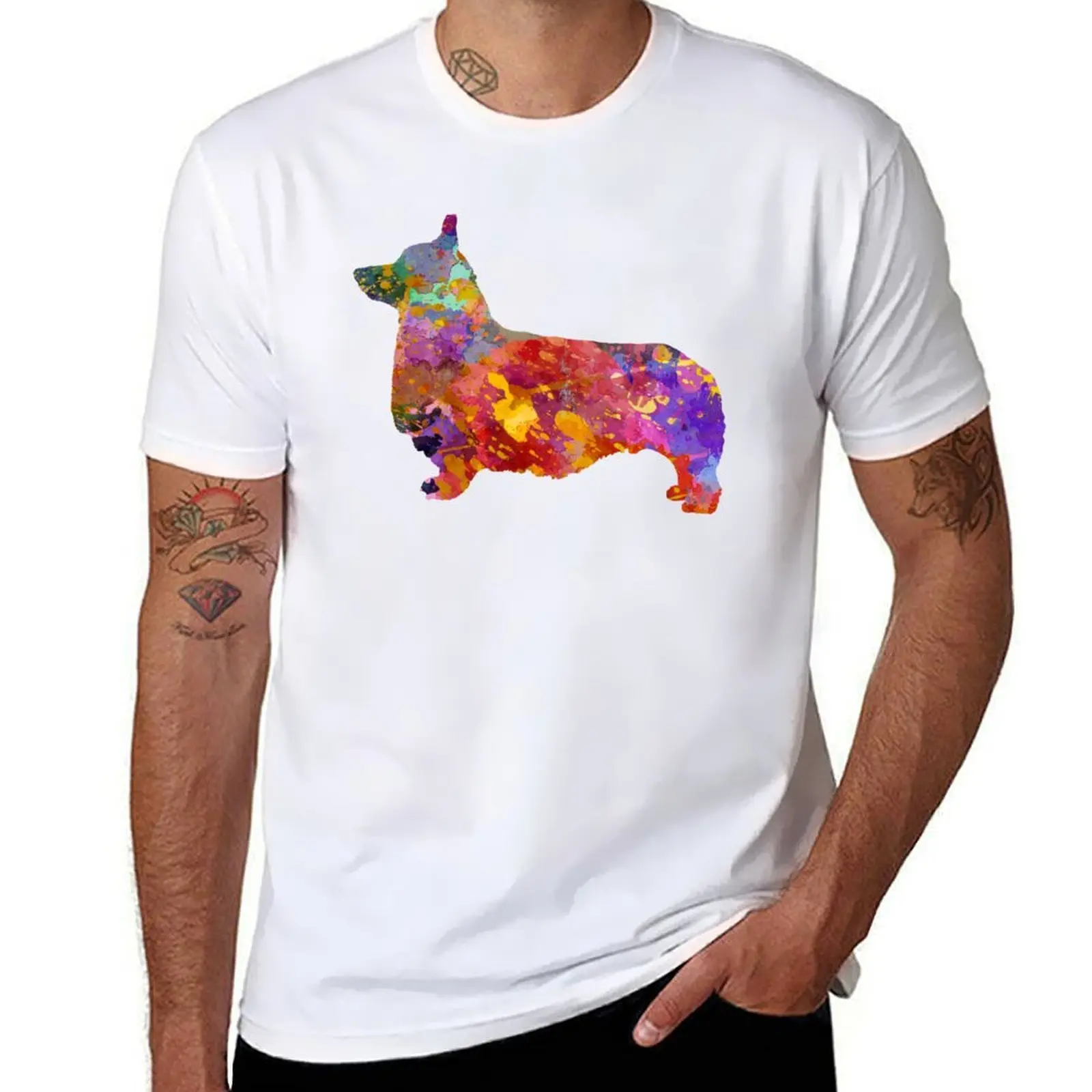 

Pembroke Welsh Corgi 01 in watercolor T-Shirt man t shirt cotton t shirts for man graphic funny T-Shirt