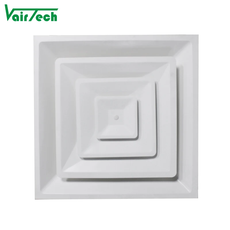 تكييف الهواء التيار المتناوب تنفيس الصلب اللوحة وضع 4-way مربع إمدادات الهواء سقف مخروطي الناشر 24x24 بوصة للإظهار