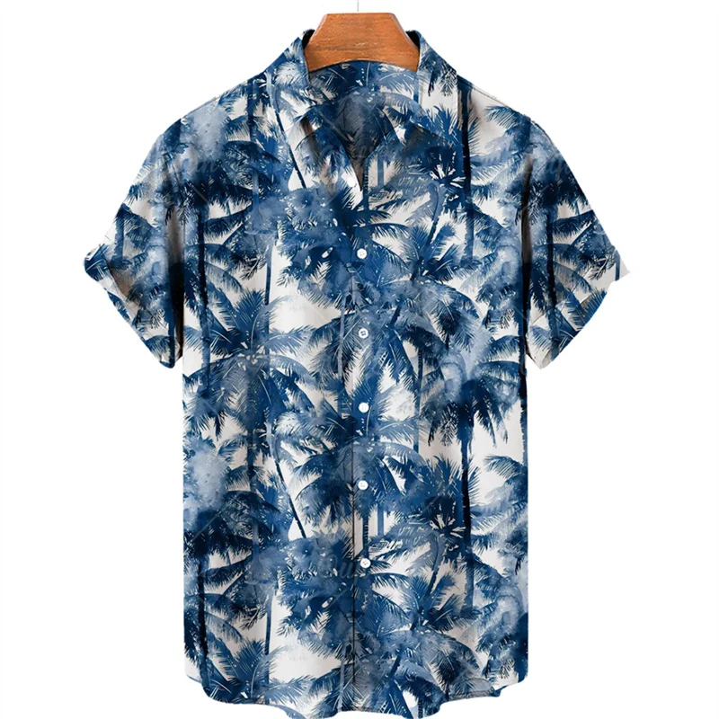 Men\'s Casual Hawaii Short Sleeve Shirt Coconut Tree Overfit Tropical Luxury Style Vacation Dazn Goth Camisa Floral Clothes Best