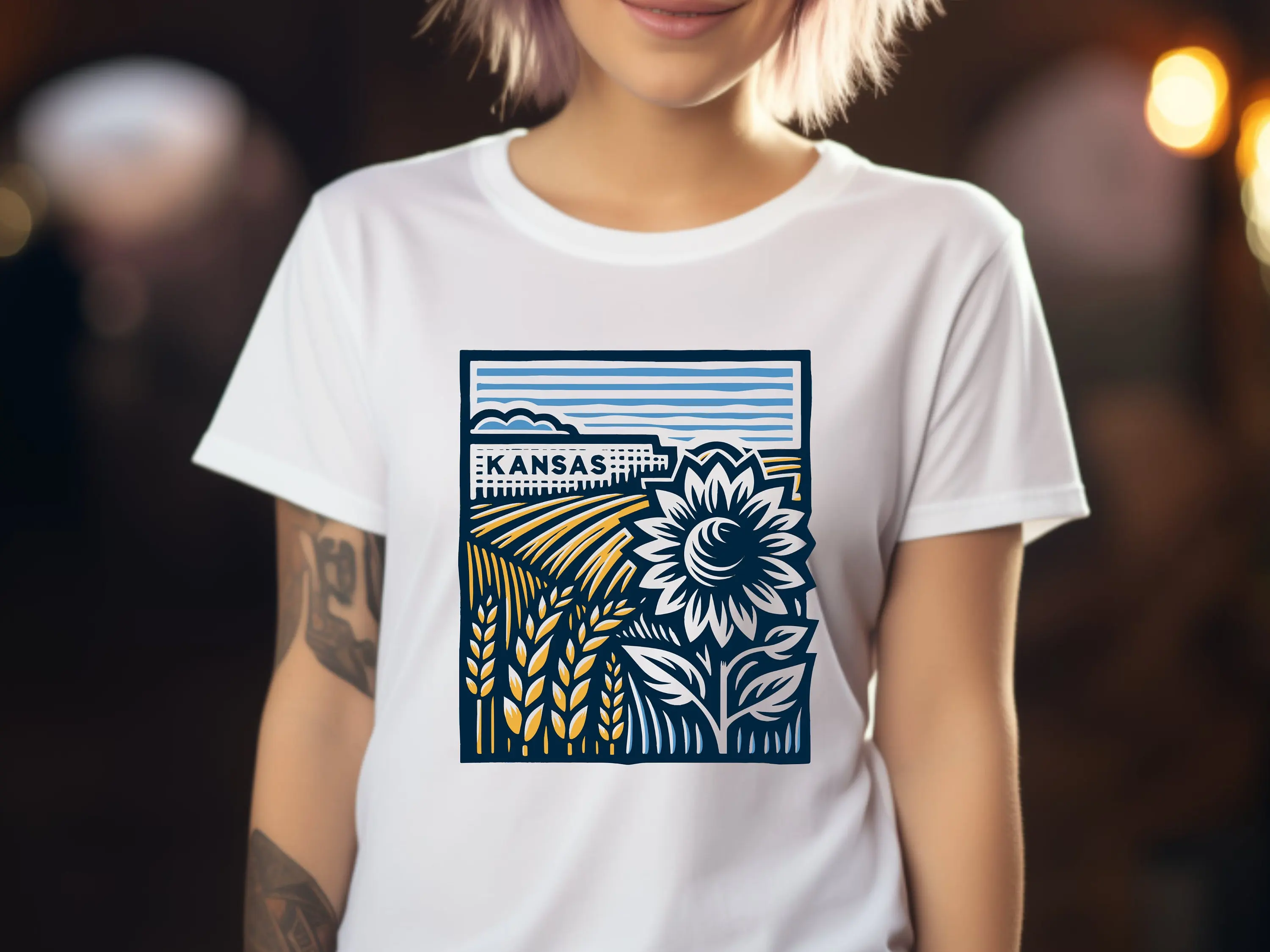 Kansas T Shirt Sunflower Wheat Apparel Top Field Midwest