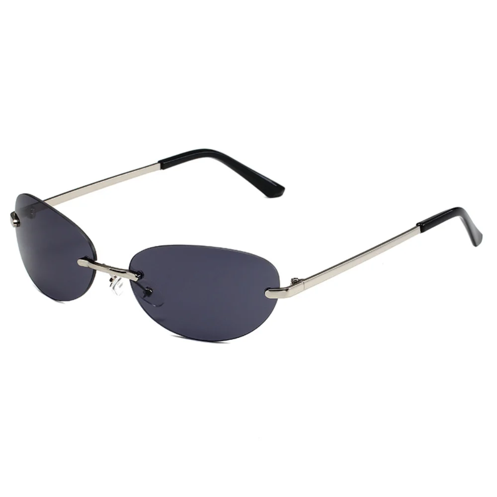 Trendy Y2K Frameless Oval Sunglasses Vintage Style UV400 Protection Goggles Men Women Fashion Sun Glasses Outdoor Shades