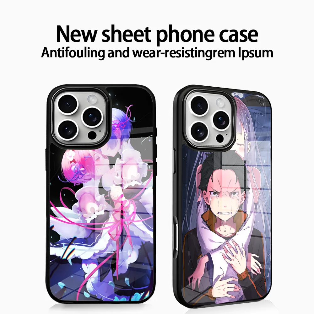 

Re Zero Rem Emilia Anime Phone Case For IPhone16 15 14 13 12 11 Pro Xs Max Mini XR X 7 8 Plus Luxury Mirror Hard Funda