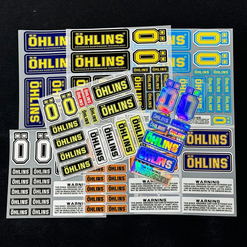 

Motorcycle Modification Shock Absorber Reflective Laser Stickers OHLINS Helmet Brake Suspension Front Fork Decor Decals