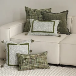 Green Collection Pillows Square Embroidery Cushion Case Luxury Modern Decorative Pillow Cover For Sofa Chair Home Decorations