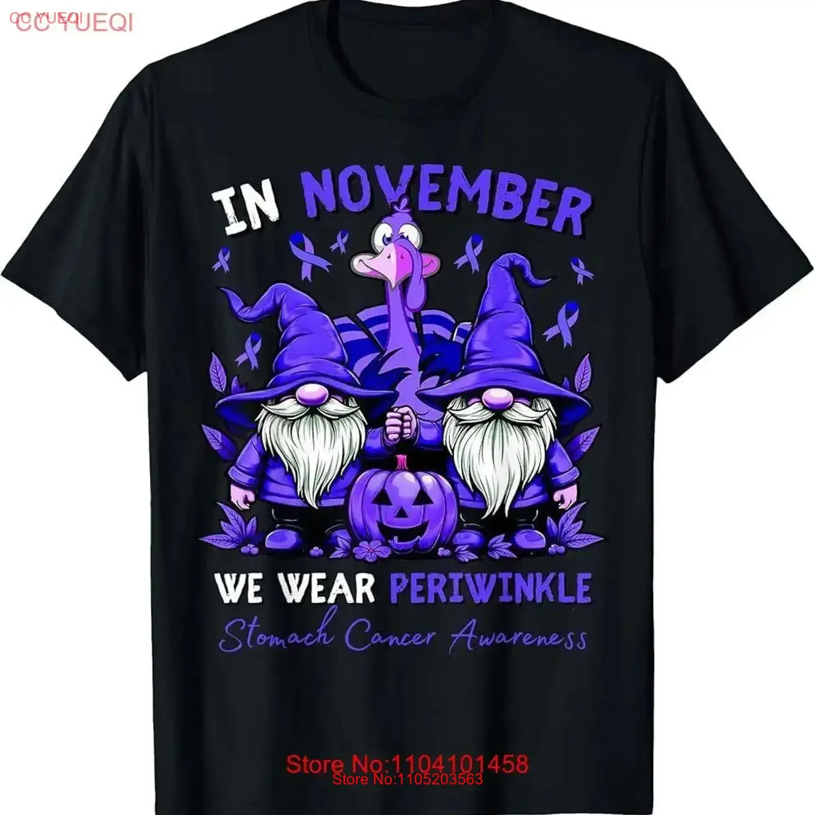 In November We Wear Periwinkle Stomach Cancer Turkey Gnome T Shirt vintage Washed Soft Slightly Versatile homme Comfortable