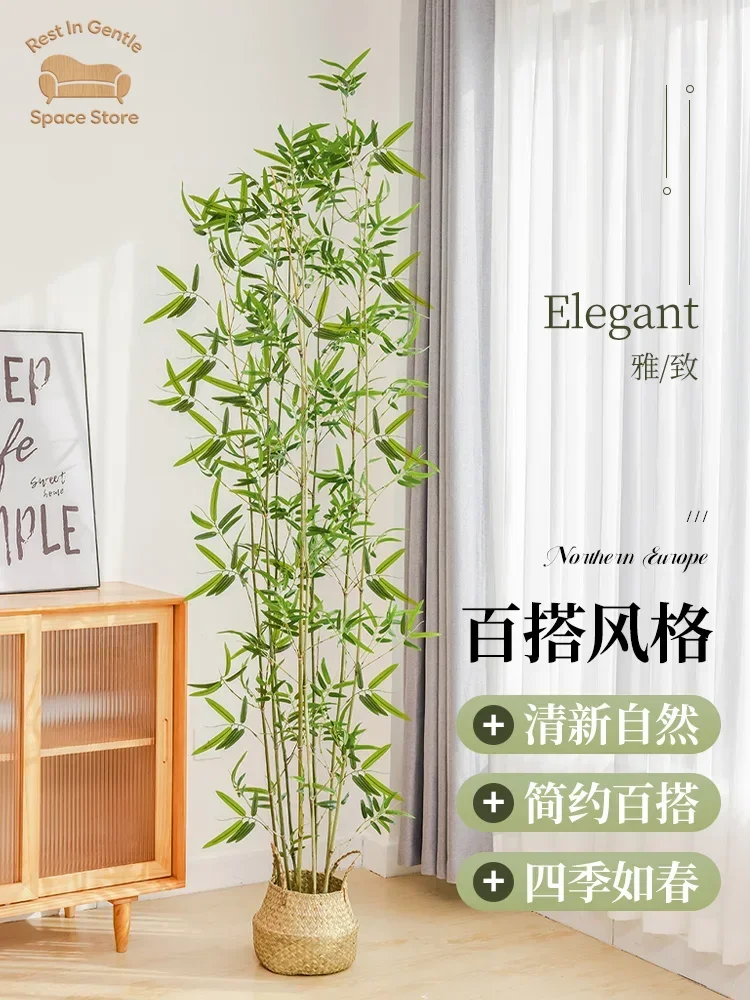 Simulated bamboo interior decoration, fake bamboo partition, screen, retaining wall, landscaping, outdoor decoration, bamboo pot