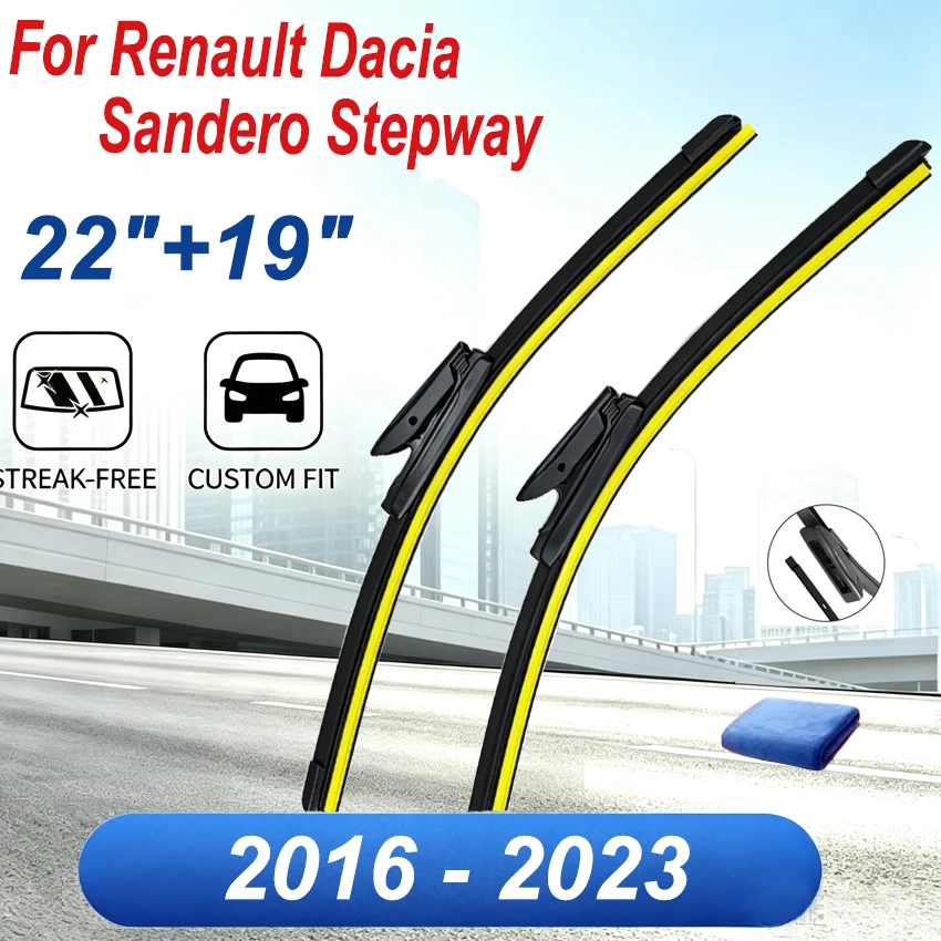 Car Front Rear Wiper Blades For Renault Dacia Sandero Stepway MK 2 II 2015 2016 2019  Windshield Windscreen Window Brush 22