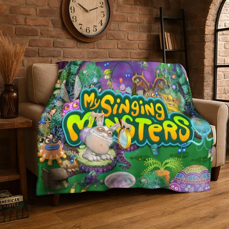 Music Game My Singing Monsters Cartoon Flannel Blanket Soft Throw Blanket for Bedroom Living Room Bed Travel Camping Picnic