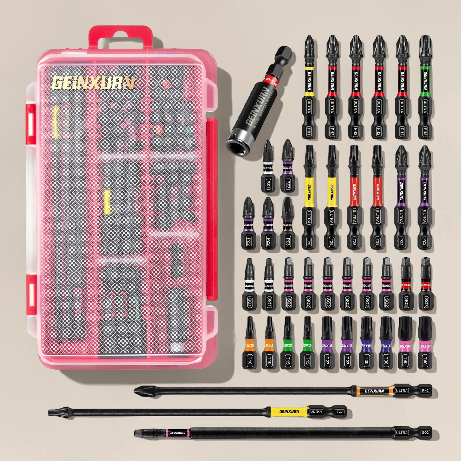 Geinxurn 41-teiliges Schraubendreher-Bit-Set, Magnetische Spitzen, Tragbare Angelbox für Autoreparatur und Heimgebrauch