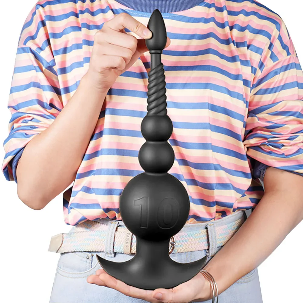 Enormes cuentas anales de 10cm, Juguetes sexuales de Cosplay BDSM, tapón Anal suave de silicona con cola, bolas de dilatación Anal para masaje de próstata para hombres y mujeres