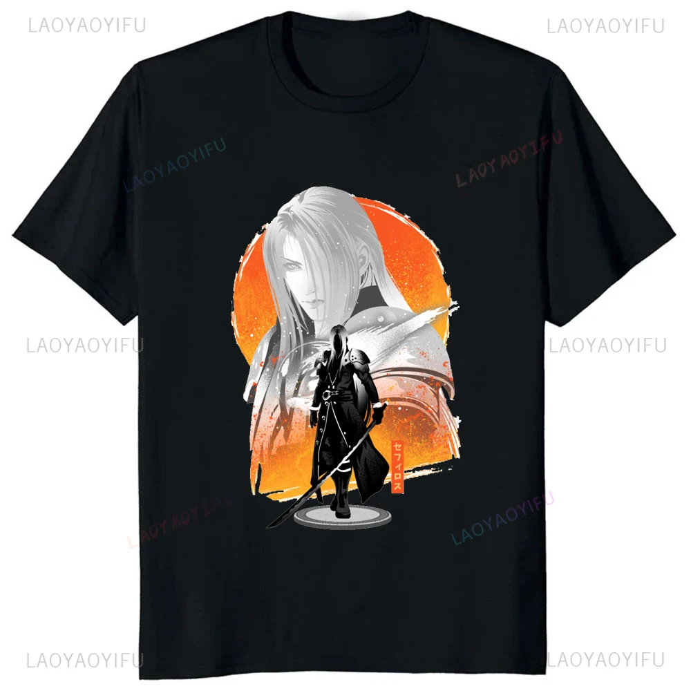 Final Fantasy Sephiroth Printed Shadow Tshirt VII Remake Harajuku Anime Japan Game T-shirt Causal Streetwear Hipster Comfort Tee