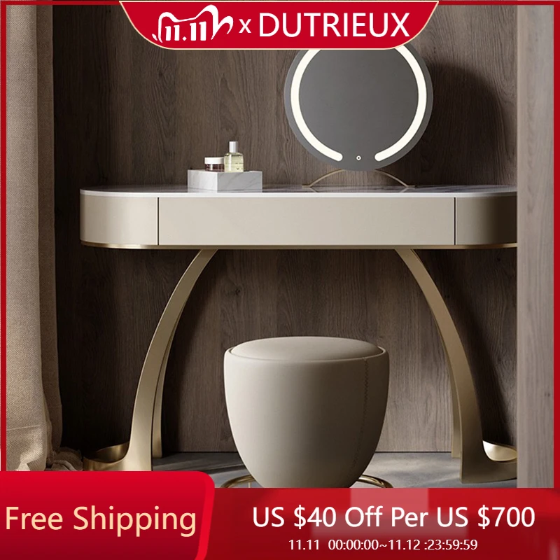 

Luxury Mid Century Vanity Table Makeup Drawers Mirror Storage Dressing Table Living Room Modern Vestidores Trendy Furniture