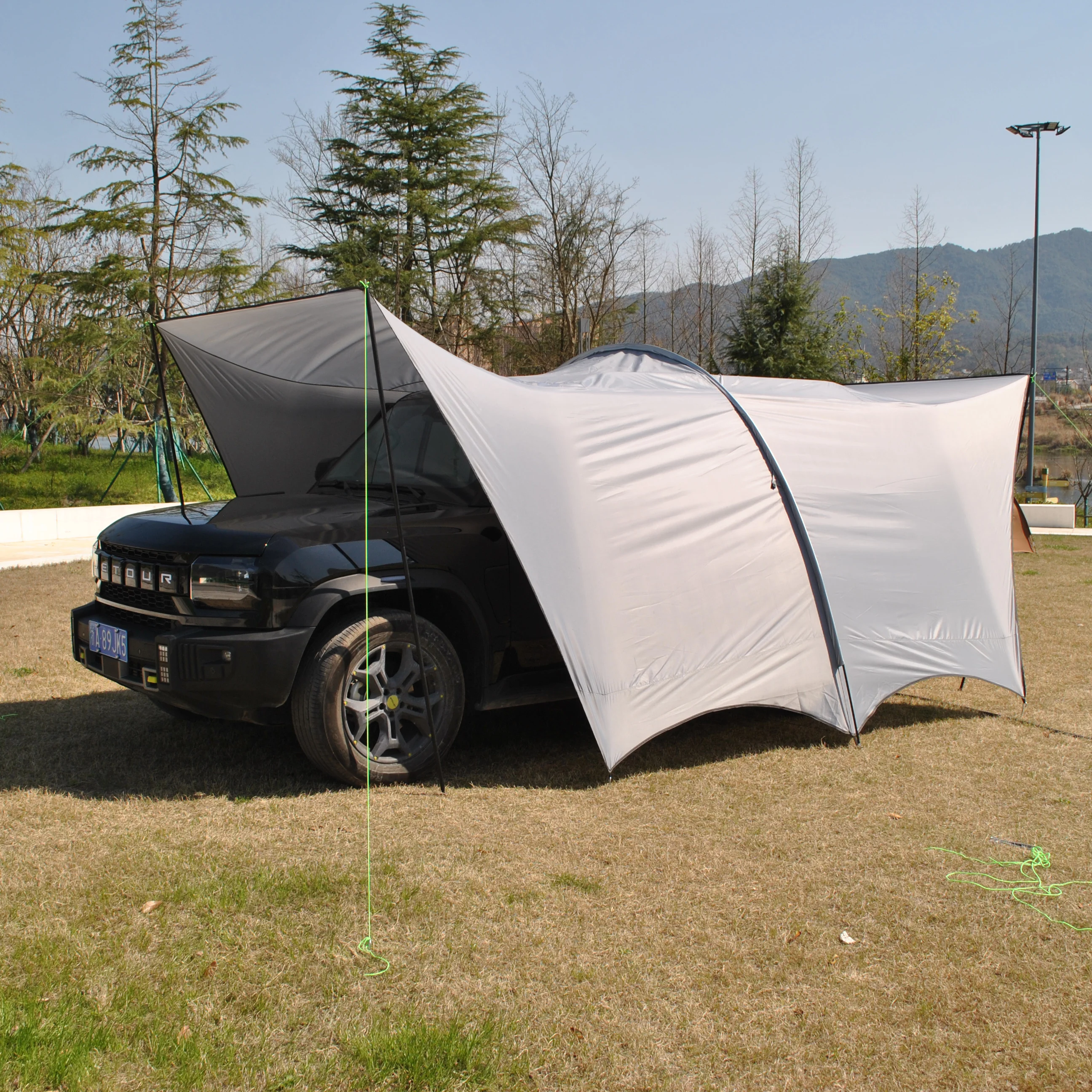Camping Tarp 6 Person Car Awning Blackout Waterproof Hammock Rain Fly Sun Shade Rain Protection Canopy for Outdoor Beach Picnic view 6