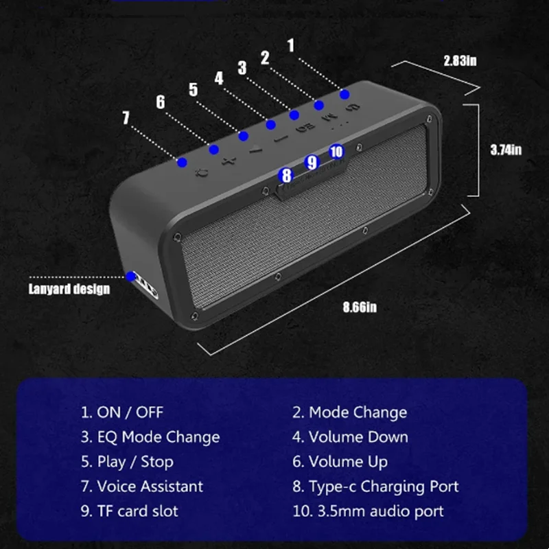 

XDOBO 1983 Outdoor Waterproof IPX7 Bluetooth Speaker HIFI Portable Wireless Subwoofer High Power 50W Boombox Sound Column TWS/TF