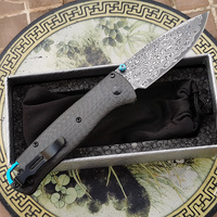 Laminated steel Damascus 535 Titanium Carbon Fiber EDC Tool Camping Hunt Outdoor Folding Utility Knife JUFULE Best Foam Packing