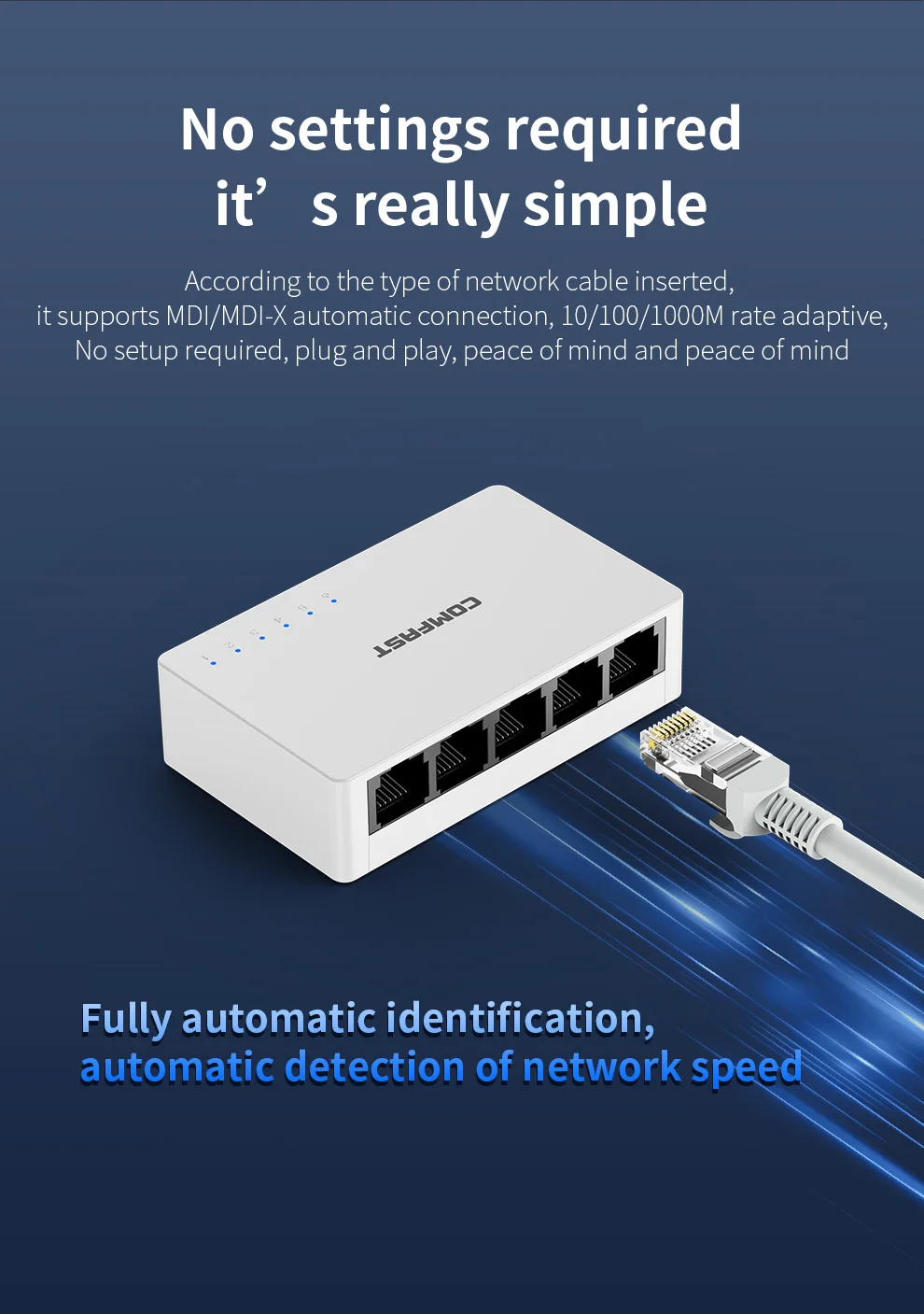 5-port Gigabit Ethernet Switch 5*10/100/1000Mbps Rj45 Adaptive Port Cat3/4/5/6 Auto MDI/MDIX Multiple Network Cable Switches