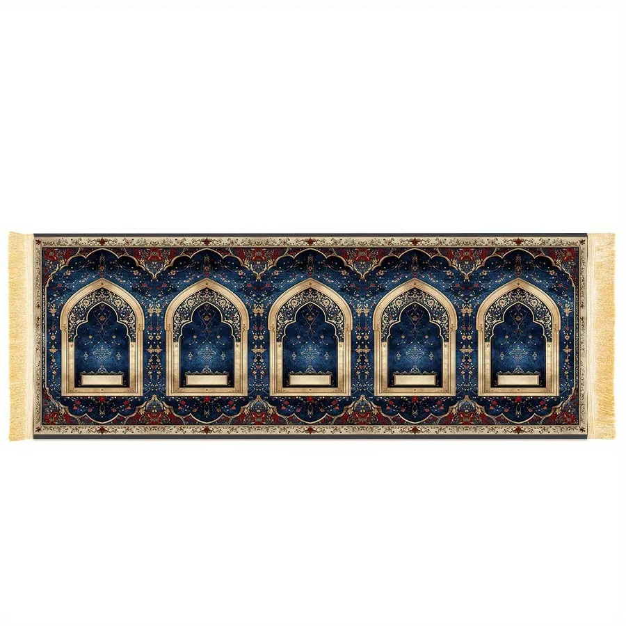 VIKAMA Luxury Islamic Prayer Mat, Foldable Prayer Mat with Tassels, Suitable for Home Use or Large Gatherings and Group Worship