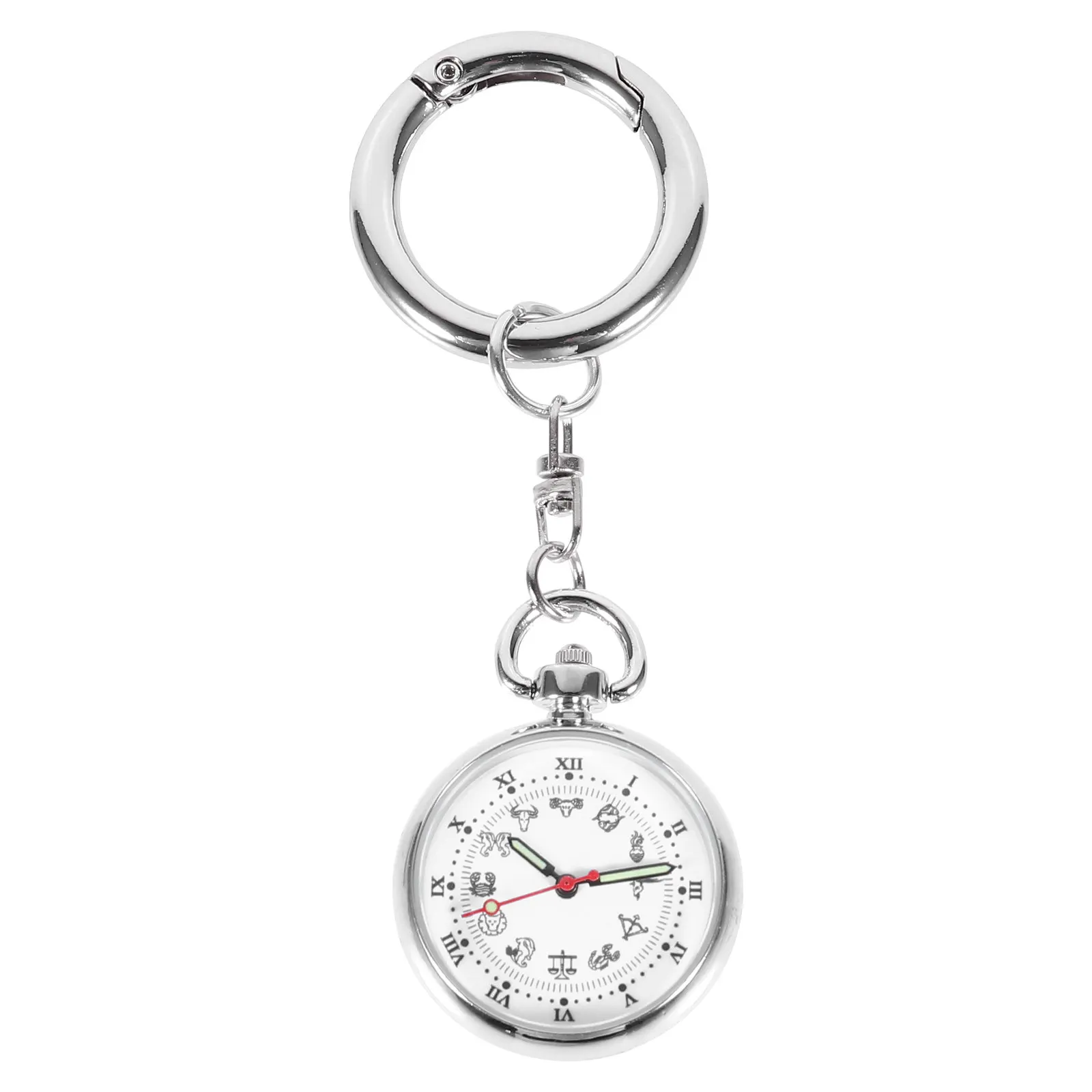 

Карманные часы для медсестер, серебряные, светящиеся, с кварцевым механизмом, портативные, подвесные, для врачей, из нержавеющей стали, с зеркальным стеклом, циферблат из стекла