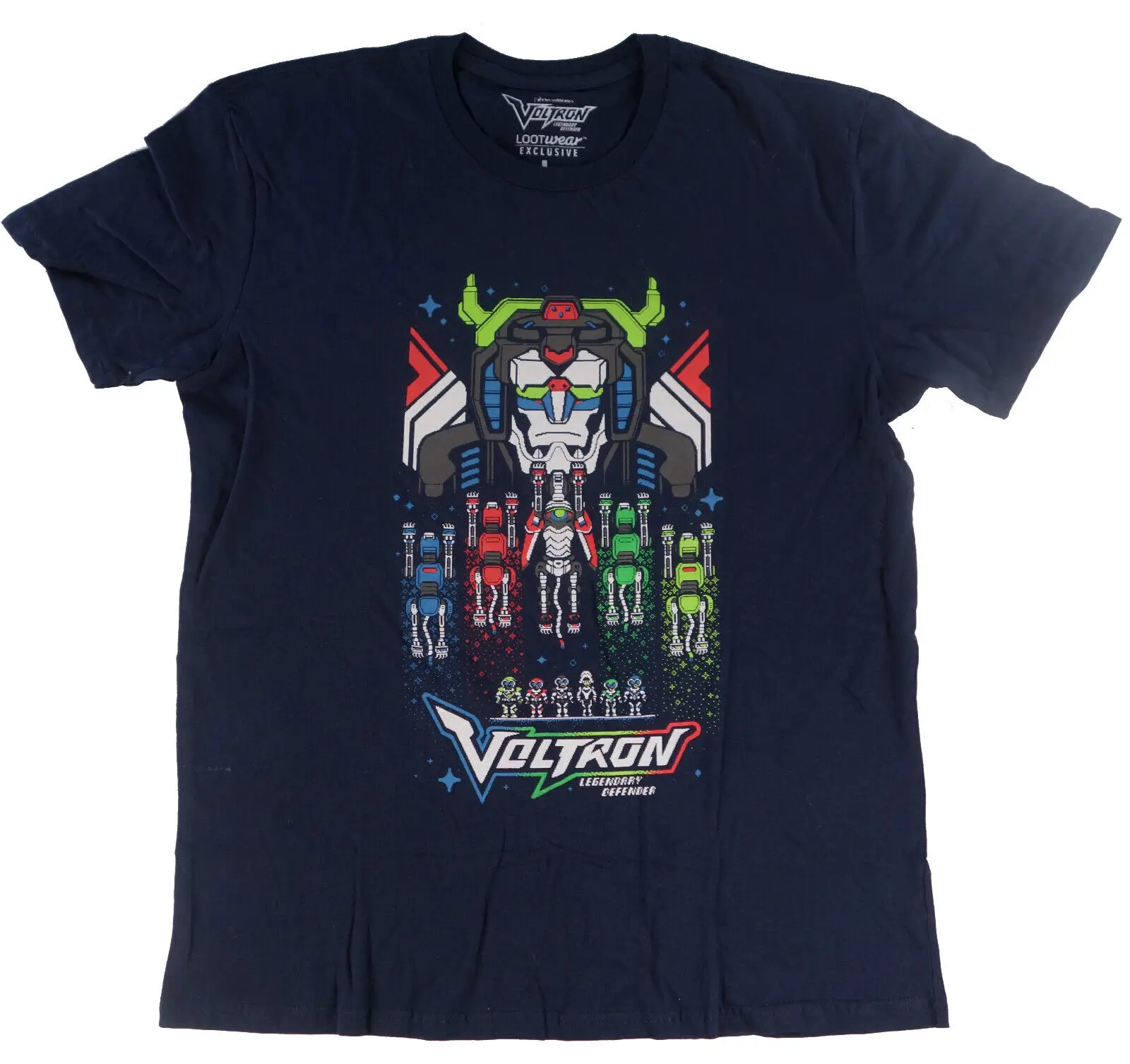 Voltron Legendary Defender T Shirt Large Lootware Exclusive 8 Bit