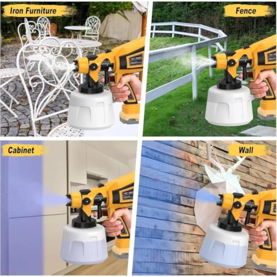 بخاخ طلاء لاسلكي لبطارية 20 فولت ماكس، مسدس طلاء كهربائي، سهل التنظيف لخزائن الأثاث، طلاء المنزل باللون الأصفر #6