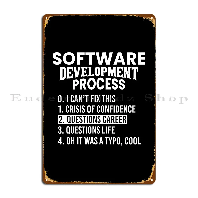 Software Development Process Python Coding Metal Plaque Poster Decoration Bar Bar Cinema Create Tin Sign Poster